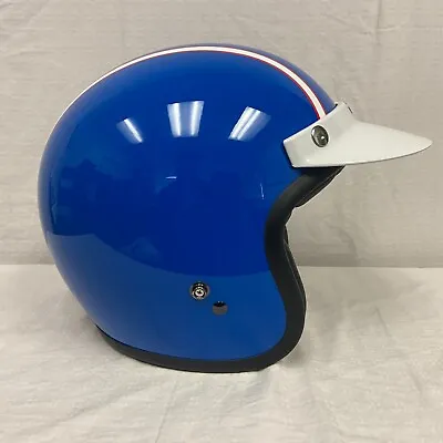 $204.95 • Buy Bell Custom 500 3/4 Open Face Motorcycle Helmet Six Day Steve McQueen Blue MD