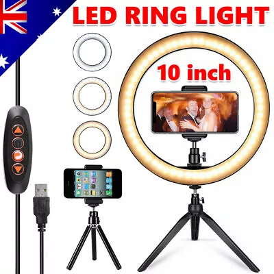 10 Inch Ring Light LED With Stand Phone Holder Make-up Part For Camera IPhone AU • $29.95