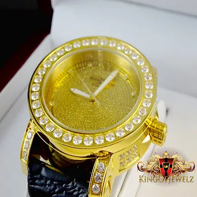 Canary Yellow Khronos Mens Real Diamond Jojino Joe Rodeo 1 Row Bezel Steel Watch • $189.99