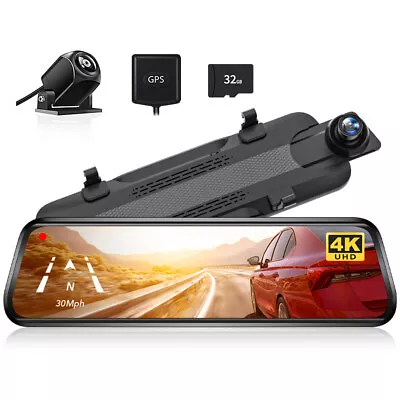 WOLFBOX G930 4K 10  Rear View Mirror Camera Dash Cam Front And Rear For Car • $93.99