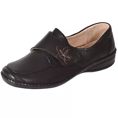 Ladies Comfort Shoes Leather X Wide EEE Fitting Work Touch Close Casual UK 3-9 • £21.77