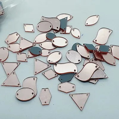 25x SEW ON Acrylic MIRROR Bead Gem Light Pink • £4