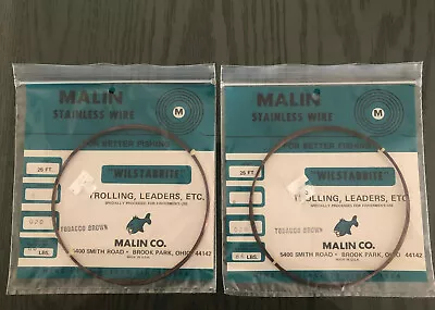 Lot Of 2 Malin Fishing Stainless Wire 50ft Total  Wilstabrite  New Vintage 86lbs • $9.99