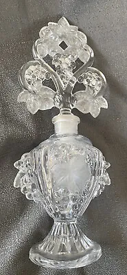 VTG 1940’s IRICE Imperial Glass Grapevine Perfume Bottle Clear 9.5’’x3’’ Read • $42.57