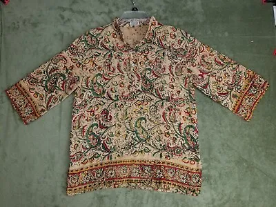 Rare Vintage 1960s 1970s Indian Cotton Block Print Smock Top Tunic Boho Hippie • $100