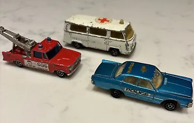 Majorette Toy Cars Police Plymouth Fury Breakdown Truck VW Transporter Ambulance • £9.50