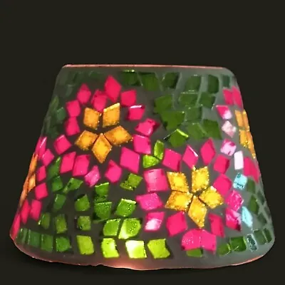 Christmas Poinsettia Glass Mosaic Candle Jar Shade Home Interiors • $16