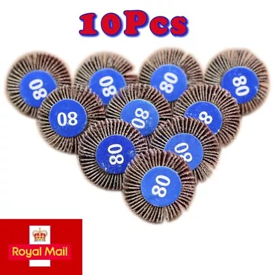 £6.55 • Buy 10Pcs Sanding Sandpaper Flap Wheel Discs 80# Grit For Dremel Shank Rotary Tools