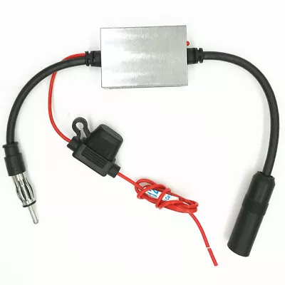 Car Antenna Amplifier FM Signal Booster Exterior Parts Metal With Wire Connector • $17