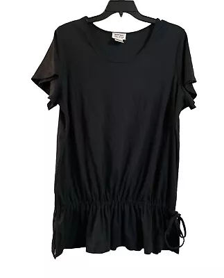 Womens Plus Size 1X Mainstreet Blues Black SS Drop Tie Waist Tunic  • $6.99