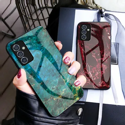 For Samsung A52 A53 S23 S22 S24 Ultra S20 FE A54 Marble Glass Hybrid Case Cover • $7.69