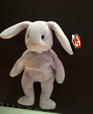 SALE-TY Beanie Babies 1996 Floppity Bunny Rabbit-Lavender; PVC #4118-WHITE STAR • $8.99