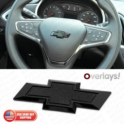 Gloss Black Steering Wheel Bowtie Overlay Chevy Silverado 2014-2024 Emblem Badge • $24.99