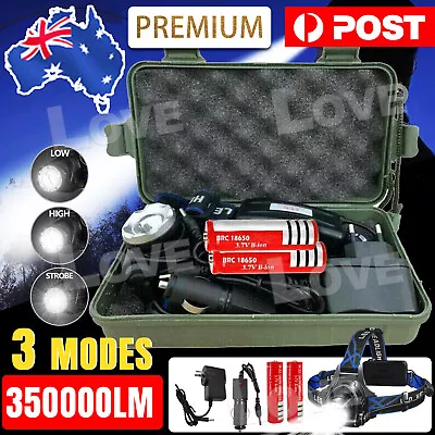 350000lm Zoomable LED Headlamp Rechargeable Headlight T6 Head Torch Lamp • $19.95