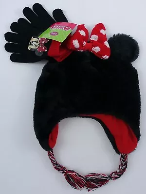 Girls Disney Minnie Mouse Critter Hat Gloves Set Fleece Lined • $9.99