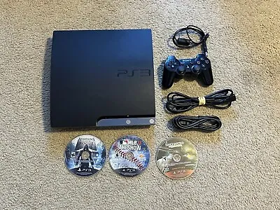Sony PlayStation 3 Slim 160GB Console - Black With Original Controller And Games • $105