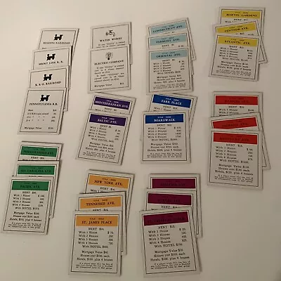Vintage 1954 MONOPOLY Replacement Piece Part Property Cards Set FREE Shipping • $14.86
