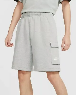 Nike Men Sportswear Club Cargo Shorts Dark Grey Heather/White CZ9956-063  Small • $54.97