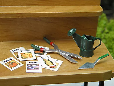 Miniature Dollhouse FAIRY GARDEN Watering Can Tools Seed Packets ~Buy 3 Save $6 • $9.80