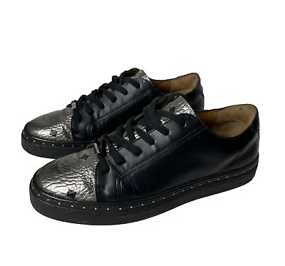 MCM Men’s Black Silver Visetos Logo Shoes 9.5 US/ 43 EU • $184