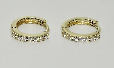 9ct Yellow Gold Diamond Huggie Hoop Cuff Earrings - Quality Diamond • £42.95