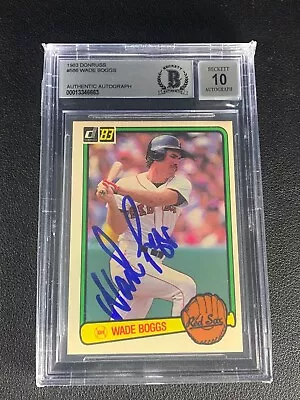 Wade Boggs Signed 1983 Donruss Rookie #586 Bas Bgs Authenticated 10 Auto Grade • $59.99