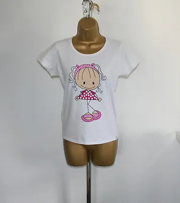 Atlantic Sud / David & Goliath White T-Shirt Cute Girls Front Motif Sz S UK 10 • £4.99