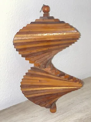 MCM Vintage Wooden Helix Wind Spinner Whirligig Folk Art 16”x10” Spiral Wood • $60