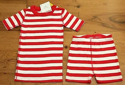 NEW Hanna Andersson RED STRIPE PAJAMAS Sz 4 100 Boy Girl PJs • $24.45