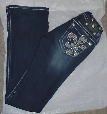 MISS ME Womens BOOT-CUT STRETCH Distressed JEANS Size 27 X 34~JP6126B~Bootcut • $39.95