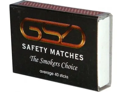 GSD Safety Matches The Smokers Choice Average 40 Sticks Per Box • £3.85