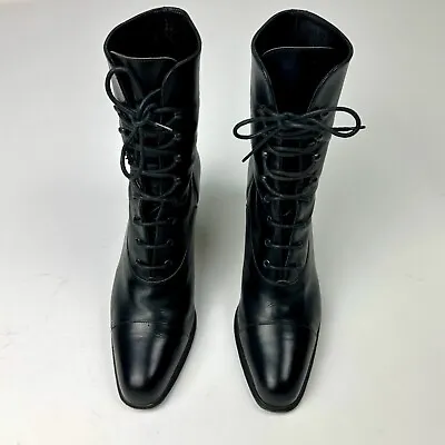 Vintage Joan & David Lace Up French Heel Ankle/Granny Boots Made In Italy 8M • $90