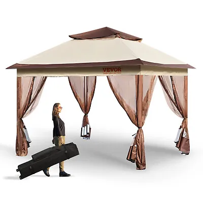 VEVOR Patio Gazebo Pop-up Gazebo Tent 11x11 FT For 8-10 Person With Mesh Netting • £124.79