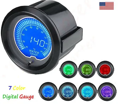 LED 2  52mm 7 Color Display Water Temperature Digital Gauge With Sensor Auto US • $20.99