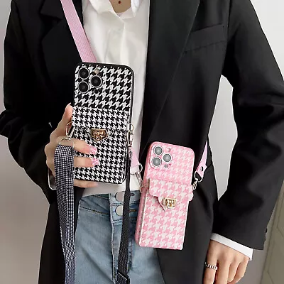 For Huawei Honor Wallet Case Card Bag Phone Cover +Crossbody Lanyard Hot Women • $8.48