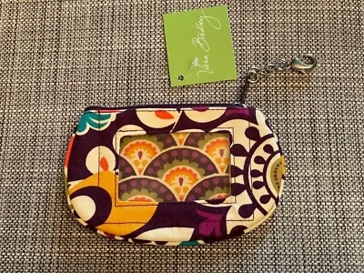 NEW WITH TAG Vera Bradley Plum Crazy Clip Zip ID Coins Cards Change Purse Keys • $9.99