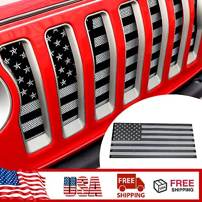 For Jeep Wrangler JL JT 2018-2023 Steel American Flag Front Grille Mesh Insert • $61.54