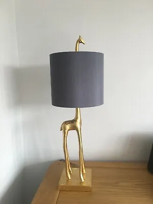 £49.95 • Buy Gold Giraffe Table Lamp Charcoal Grey Shade  Grey Cable Gift 