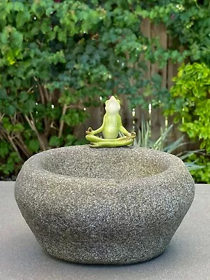 Miniature FAIRY GARDEN 7  W Frog Meditating Large Stone Look Flower Pot Planter • $52.50