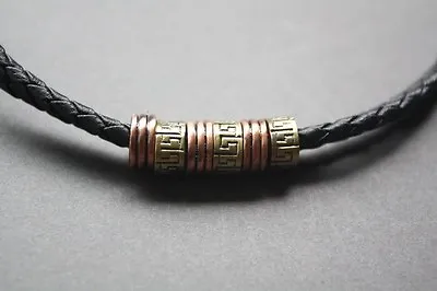 NEW Leather Men's Metal Surfer Braided Necklace Choker  • $15.99