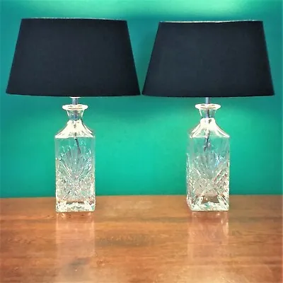 £110 • Buy Laura Ashley Hayworth Lamp Bases Pair Glass Bedside Console BASES ONLY