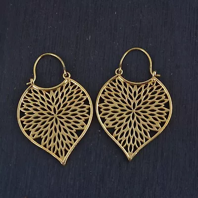 Lovely Botanical Leaves Hoop Earrings Middle Eastern Statement Handmade Jewelry • $14.46