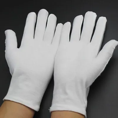 White Cotton Gloves For Dry Hands Eczema Moisturizing Jewelry Inspection Glove • $2.19