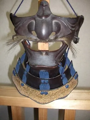 Tetsusabiiro Urushinu Menpo Harf Face Mask Yoroi Samurai Antique Real EDO • $2500