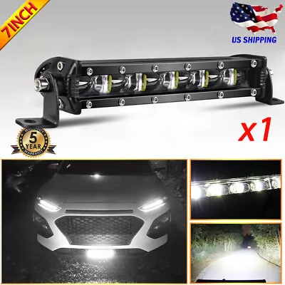 7 Inch White Combo LED Light Bar Single Row Ultra-thin Emergency Offroad Lamp • $18.97