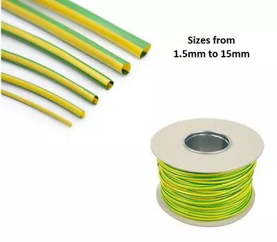 PVC Cable Sleeving Green Yellow All Sizes Electrical Cable Tubing Earth Harness • £96.79