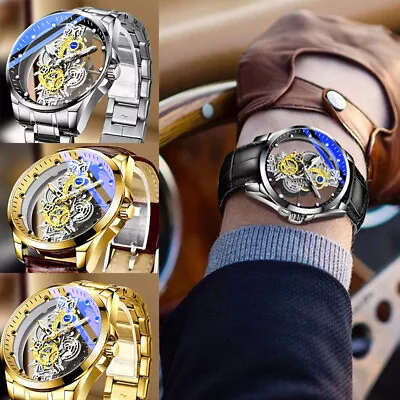 $21.83 • Buy AU Double Sided Skeleton Men's Watch Business Waterproof Luminous Watch