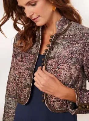 Soft Surroundings Women's Urbina Umber Icon Velvet Bolero Jacket XL $140 • $39.99