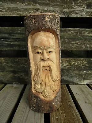 £21.99 • Buy Fair Trade Hand Carved Wooden Green Man Full Tree Trunk Stump Log Statue 30cm