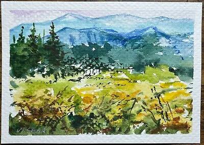 ACEO Original Watercolor Landscape Nature Mountains Flowers - (2.5x3.5 In) - NEW • $5.99